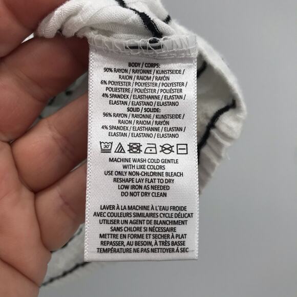 Anthropologie Postmark Top Womens Small Black White Stripe Ribbed Short Sleeve - Picture 4 of 9